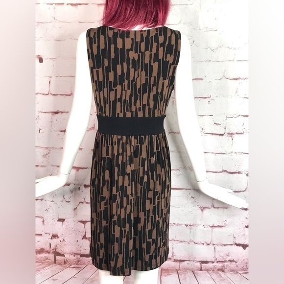 MICHAEL Michael Kors Petite L sleeveless Blouson Black Brown print Dress Large - Picture 4 of 15